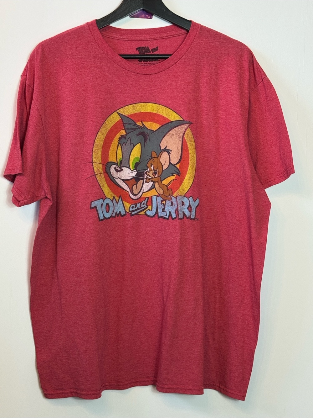 Tom and Jerry Cartoon Classic Logo Retro style Red Graphic T‑Shirt